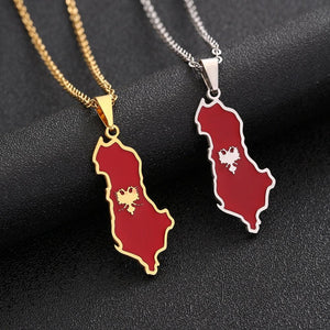 Albania Flag Map Necklace