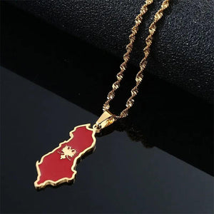 Albania Flag Map Necklace