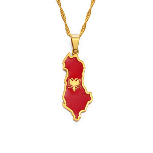 Albania Flag Map Necklace