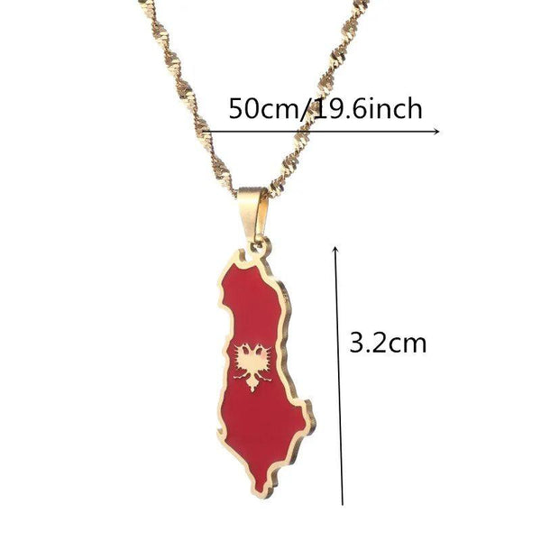 Albania Flag Map Necklace