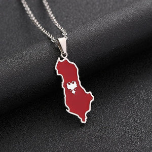 Albania Flag Map Necklace