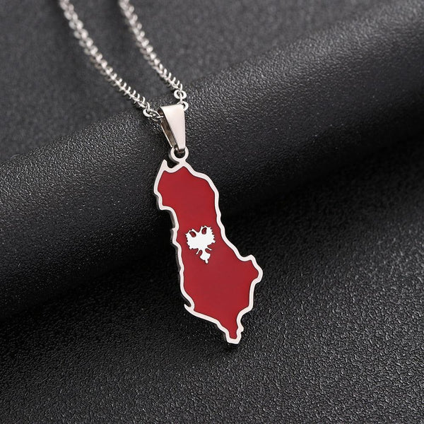 Albania Flag Map Necklace