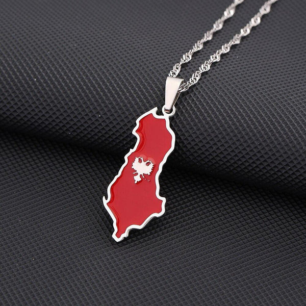 Albania Flag Map Necklace