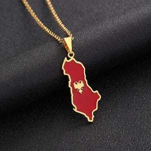 Albania Flag Map Necklace