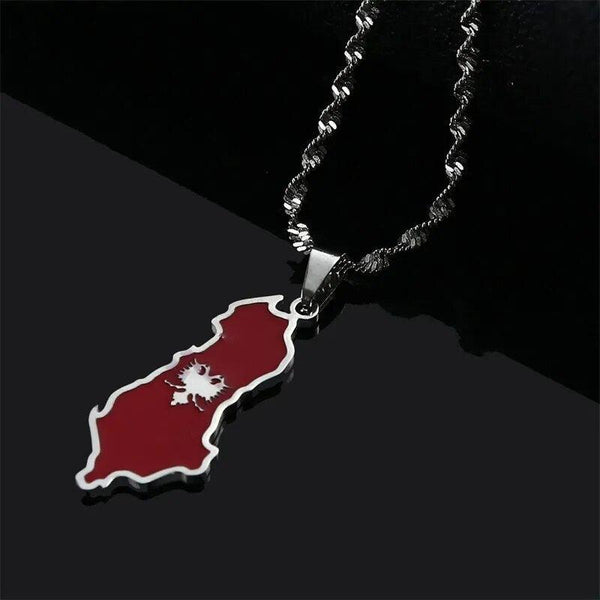 Albania Flag Map Necklace