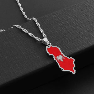 Albania Flag Map Necklace