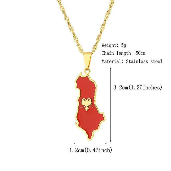 Albania Flag Map Necklace