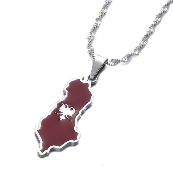 Albania Flag Map Necklace