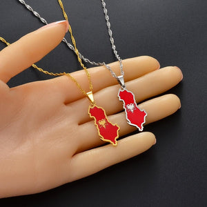 Albania Flag Map Necklace