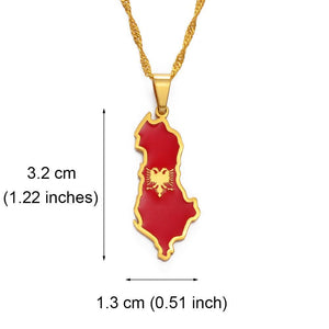 Albania Flag Map Necklace