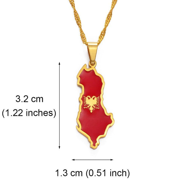 Albania Flag Map Necklace