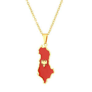 Albania Flag Map Necklace