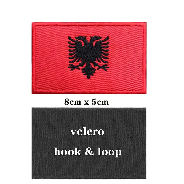 Albania Flag Patch - Iron On/Hook & Loop Patch