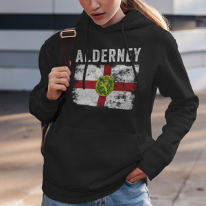 Alderney Flag Distressed - Ridunian Flag Hoodie