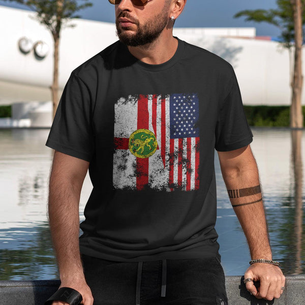 Alderney USA Flag - Half American T-Shirt