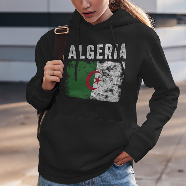 Algeria Flag Distressed - Algerian Flag Hoodie