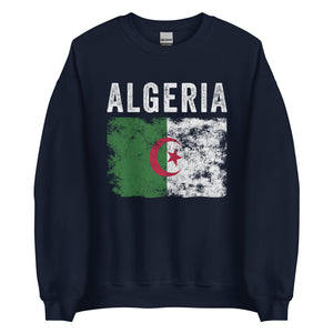 Algeria Flag Distressed - Algerian Flag Sweatshirt