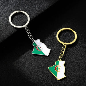 Algeria Flag Map Keychain