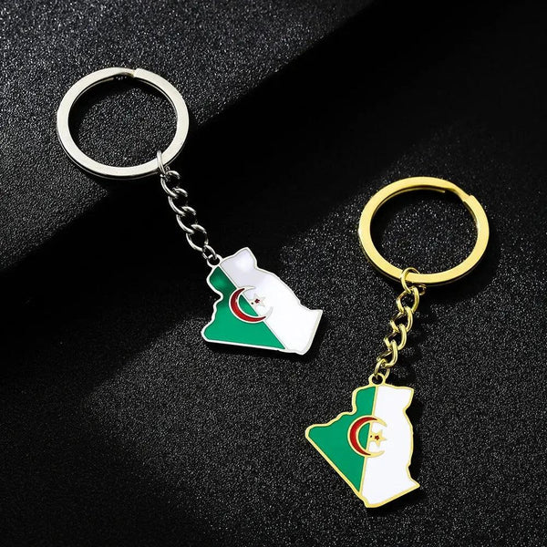 Algeria Flag Map Keychain