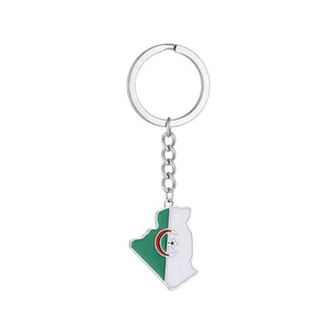 Algeria Flag Map Keychain