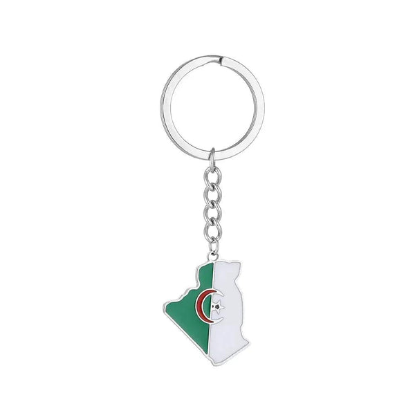 Algeria Flag Map Keychain