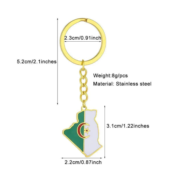Algeria Flag Map Keychain