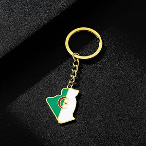 Algeria Flag Map Keychain