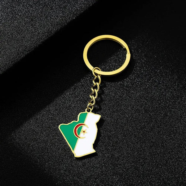 Algeria Flag Map Keychain