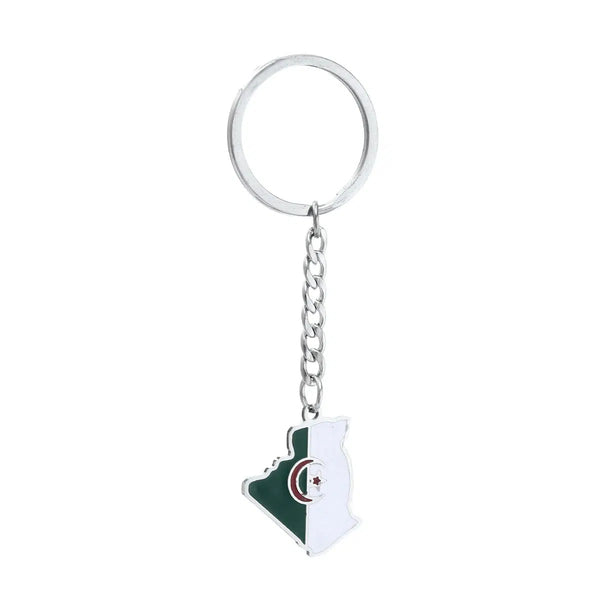 Algeria Flag Map Keychain