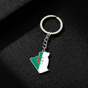 Algeria Flag Map Keychain