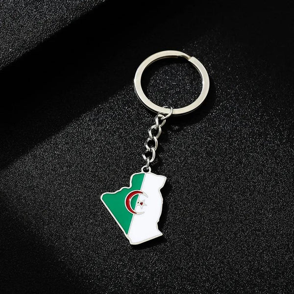 Algeria Flag Map Keychain