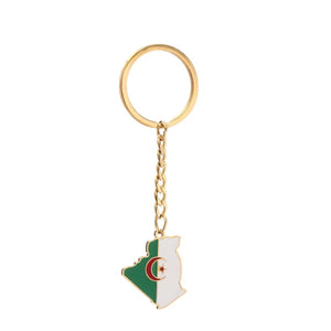 Algeria Flag Map Keychain