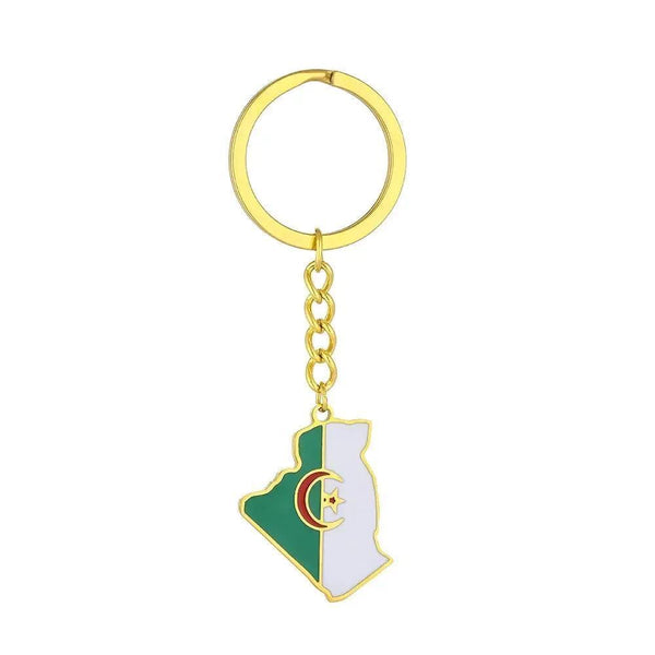 Algeria Flag Map Keychain
