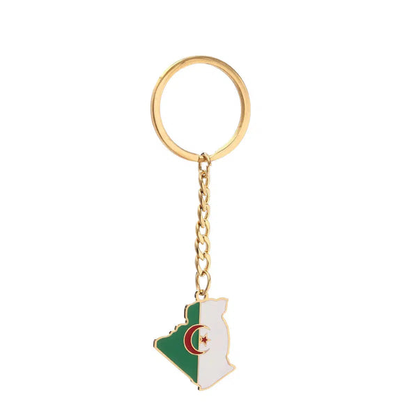 Algeria Flag Map Keychain