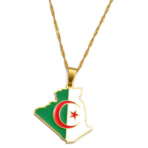 Algeria Flag Map Necklace