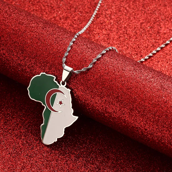 Algeria Flag Map Necklace