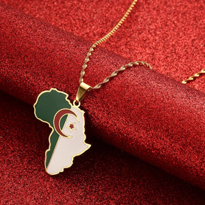 Algeria Flag Map Necklace