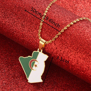 Algeria Flag Map Necklace