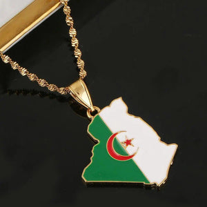 Algeria Flag Map Necklace