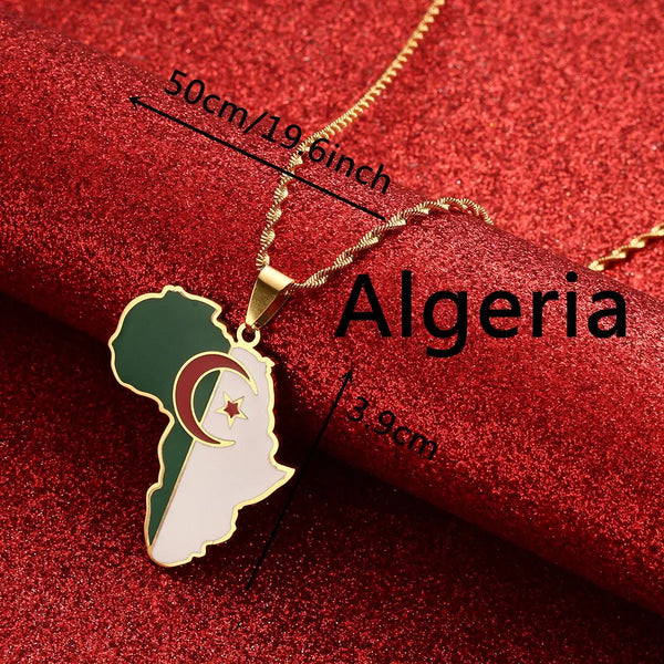 Algeria Flag Map Necklace