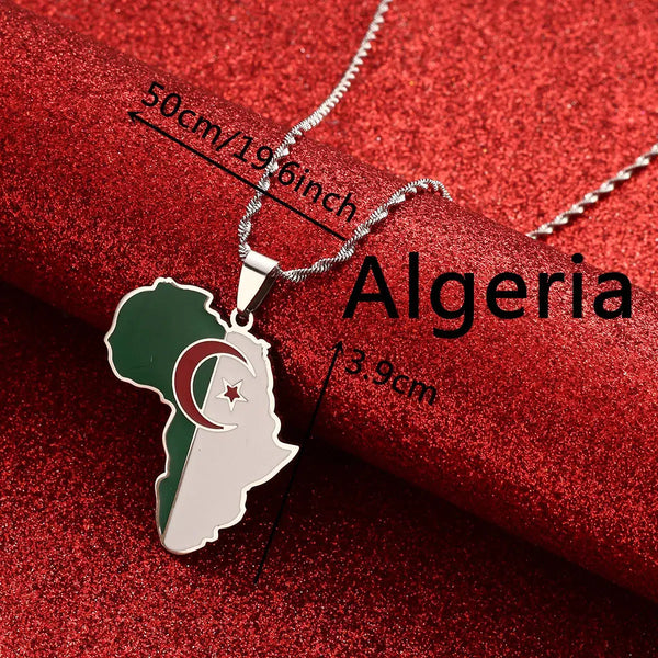 Algeria Flag Map Necklace