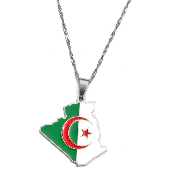 Algeria Flag Map Necklace