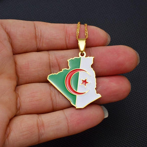 Algeria Flag Map Necklace