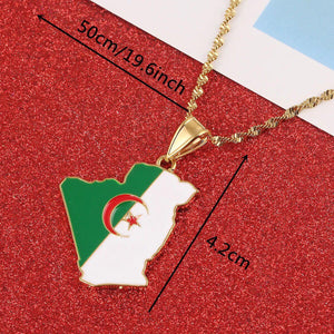 Algeria Flag Map Necklace