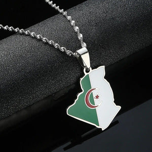 Algeria Flag Map Necklace