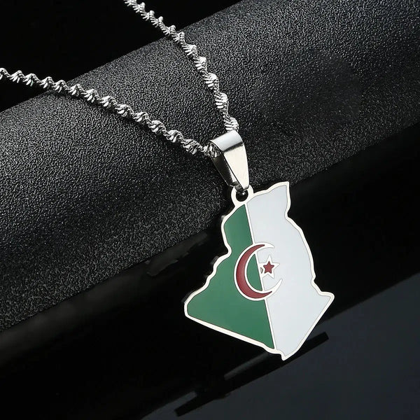 Algeria Flag Map Necklace