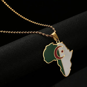 Algeria Flag Map Necklace