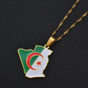 Algeria Flag Map Necklace