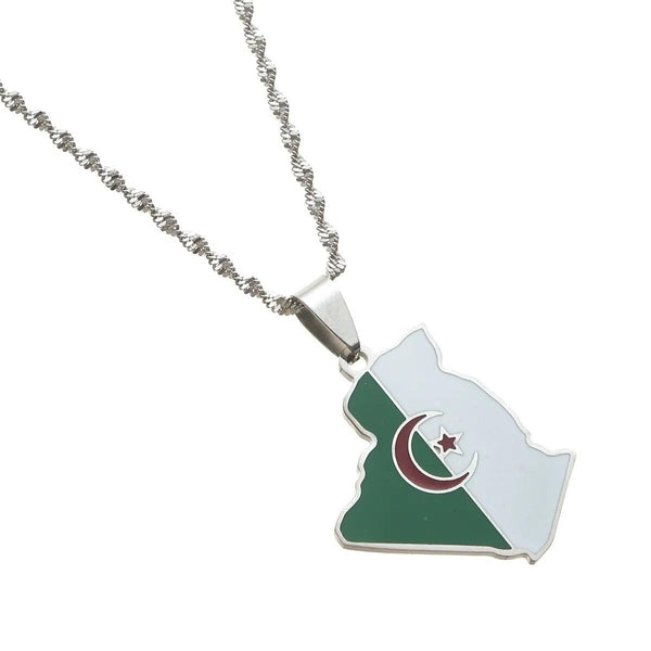 Algeria Flag Map Necklace