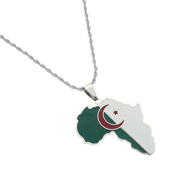 Algeria Flag Map Necklace